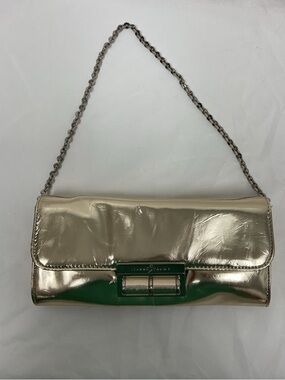 Ivanka Trump Metallic Gold Chain Strap Clutch Evening Bag